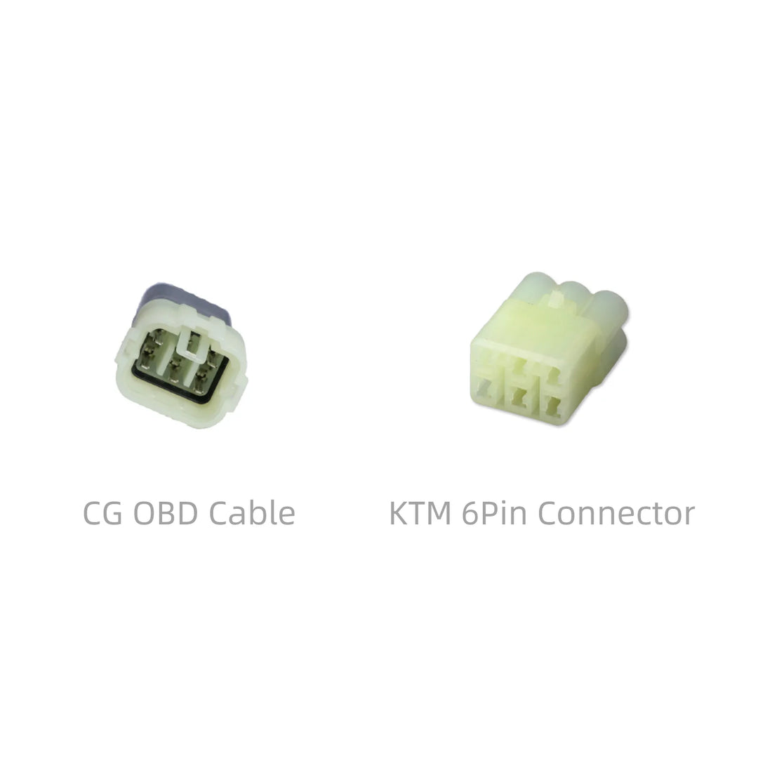 CG OBD Cable and KTM 6Pin Connector on a white background